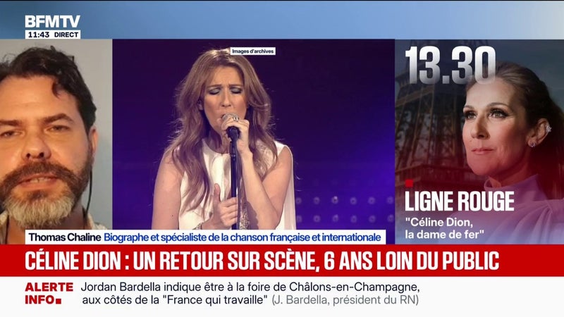 Concerts de Céline Dion: "C'est un évènement sans précédent dans la musique, surtout vu d'où elle revient", assure Thomas Chaline, biographe et spécialiste de la chanson française et internationale