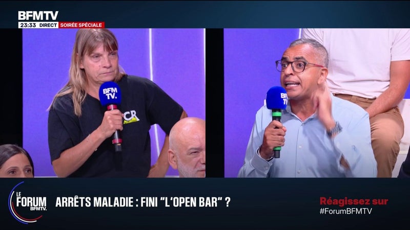 FORUM BFMTV - Arrêts maladie: l'échange tendu entre Farid, enseignant, et Natacha, agricultrice