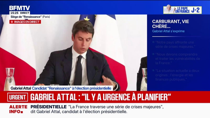 Aides élargies aux "gros rouleurs": "c'était nécessaire", soutient Gabriel Attal, candidat Renaissance, qui veut porter "en priorité" les efforts vers "ceux qui travaillent"