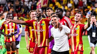 L'entraîneur du Mans Patrick Videira avec ses joueurs après la victoire face à Lorient le 19 septembre 2026