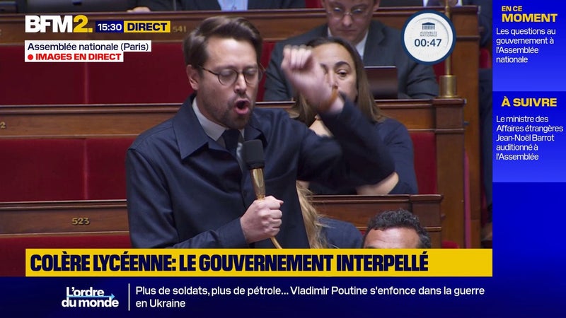"Des accidents ? mais enfin vous êtes devenu fou": le député Benjamin Lucas-Lundy interpelle le 1er ministre sur les jeunes blessés lors des mobilisations lycéennes