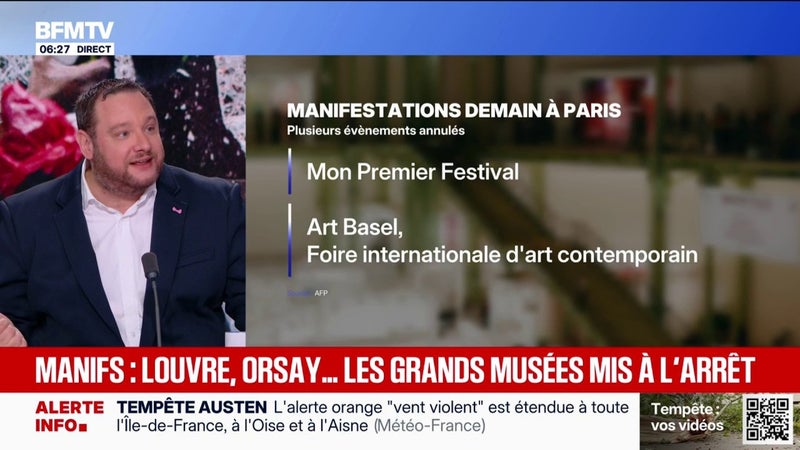 Manifestations du 24 octobre: les musées du Louvre, d'Orsay et Picasso fermés à Paris ce samedi