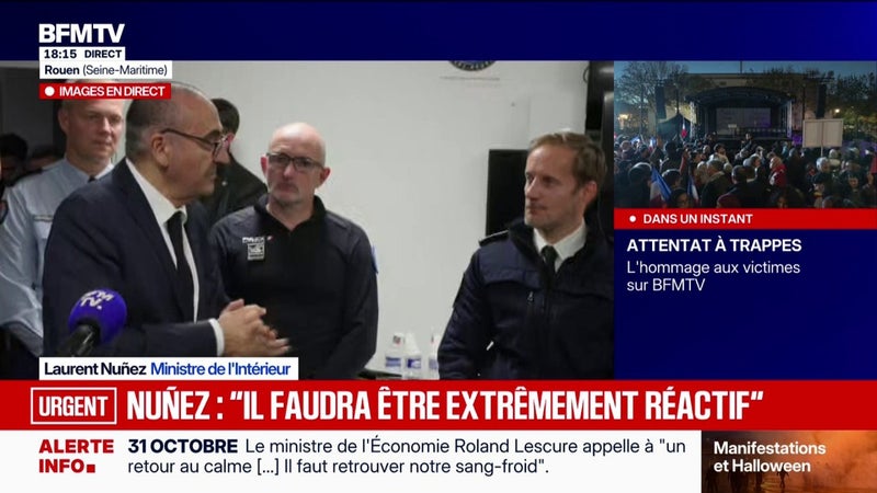 Manifestation du 31 octobre: "Soyez prudent", demande Laurent Nuñez en visite à l’hôtel de Police de Rouen