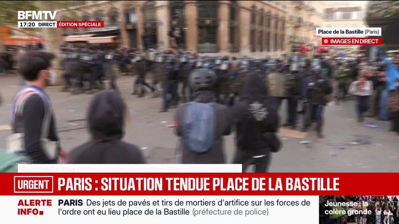 Mobilisation lycéenne: plusieurs affrontements en cours sur la place de la Bastille