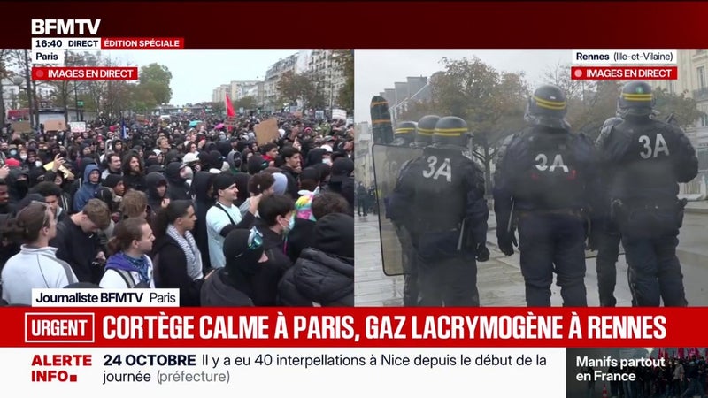 Manifestation parisienne du 24 octobre: la tête du cortège est arrivée à Porte de Vincennes