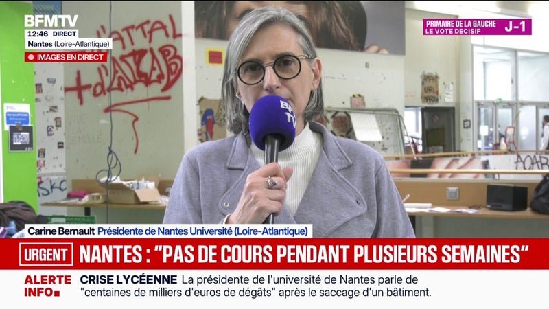 "On a porté plainte", confirme Carine Bernault, Présidente de Nantes Université, après l'occupation d'un bâtiment de l'université