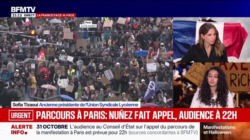Mobilisation du 31 octobre à Paris: "Ce n'est pas parce qu'il y a un risque, qu'il faut interdire les manifestations", estime Sofia Tizaoui, ancienne présidente de l'Union syndicale lycéenne
