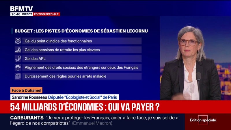 54 milliards d'économies: "On tape toujours sur les mêmes", dénonce Sandrine Rousseau, députée Écologiste et Social