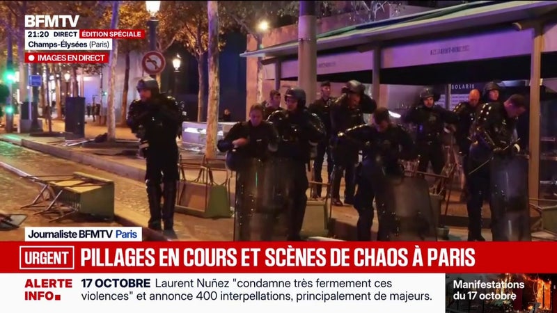 Mobilisation du 17 octobre: les forces de l'ordre tentent d'évacuer les Champs-Élysées