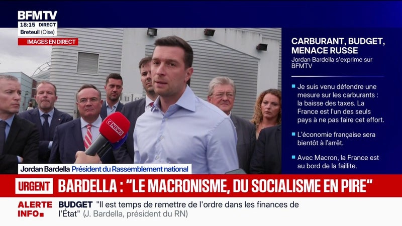 "La Russie apparaît comme une menace hybride", observe Jordan Bardella, président du RN