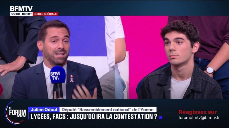 FORUM BFMTV - "Vous allez créer plus de problèmes": l'échange entre Henry, lycéen, et Julien Odoul, député du Rassemblement national