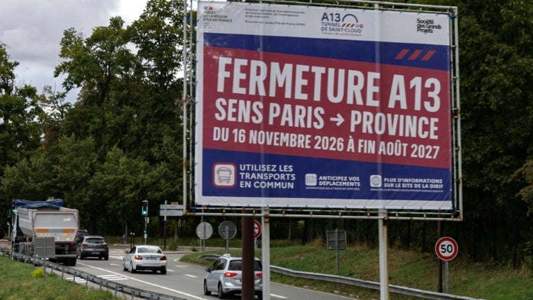 Un panneau sur l'autoroute A13 le 9 septembre 2026
