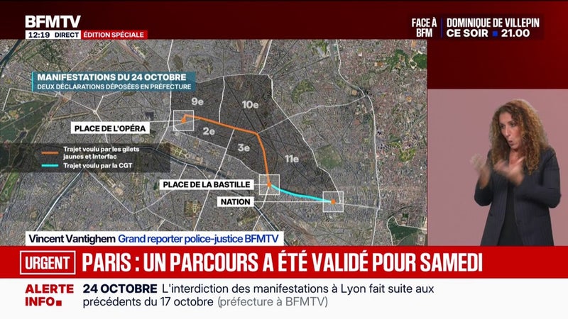 24 octobre: un parcours entre la place de la Bastille et la place de la Nation validé par la préfecture de police de Paris