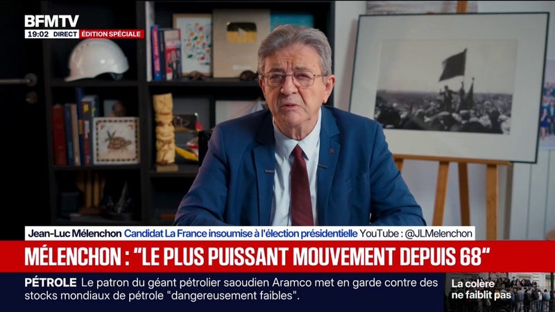 Blocages des lycées: Jean-Luc Mélenchon affirme qu'il s'agit du "plus puissant mouvement de jeunesse lycéenne et étudiante depuis mai 68"