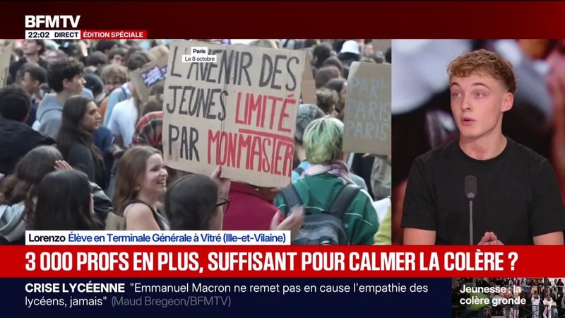 3.000 professeurs en plus: "Pourquoi ça n'a pas été fait avant ?", la question que se pose Lorenzo, élève en Terminale Générale