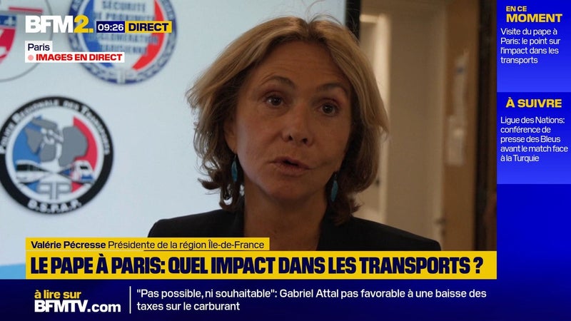 Le pape à Paris: "On va augmenter l'offre des transports de 10%", annonce Valérie Pécresse