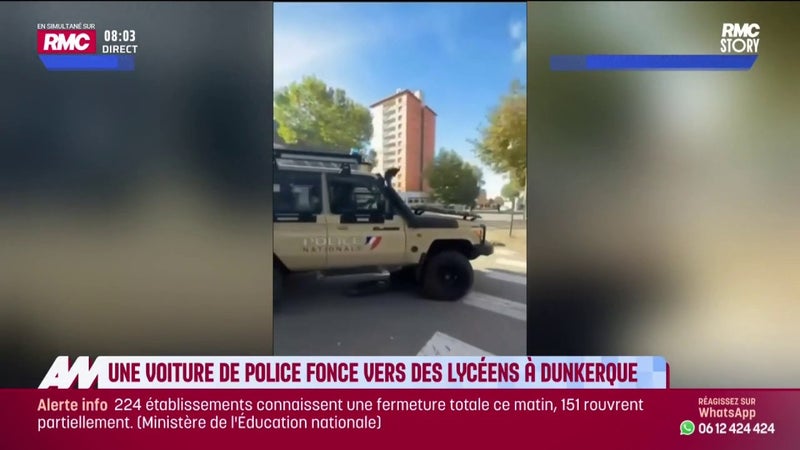 Une voiture de police fonce vers des lycéens à Dunkerque