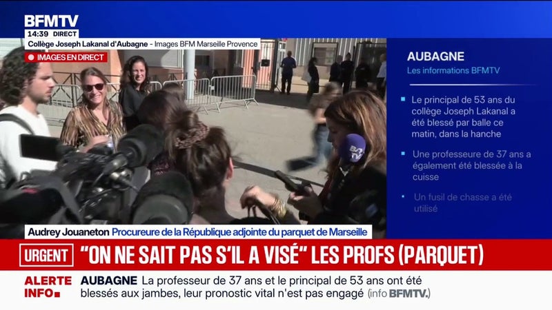 Collège d'Aubagne: la procureure de la République adjointe de Marseille indique "qu'on ne sait pas encore" si le collégien "a visé" le personnel enseignant touché