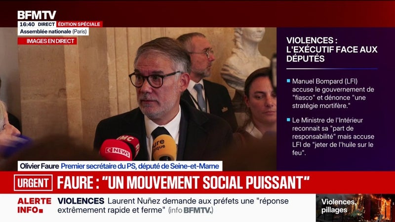 Violences et pillages: "Il faut que le gouvernement accepte l'idée d'une désescalade", affirme Olivier Faure, premier secrétaire du PS