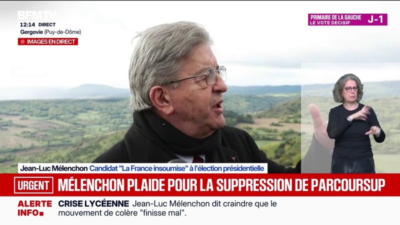 Mobilisation lycéenne: pour Jean-Luc Mélenchon, candidat LFI à la présidentielle, "la manière avec laquelle l'enseignement public a été traité est un plan délibéré"