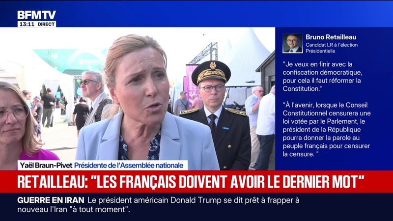 Proposition de Bruno Retailleau de réformer la Constitution: "La Constitution est notre bien le plus précieux", s'offusque Yaël Braun-Pivet