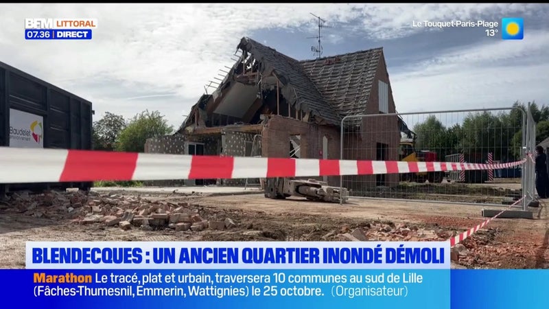 Un quartier inondé à Blendecques en voie de disparition.