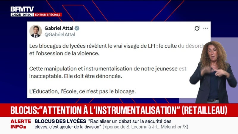 "Instrumentalisation", "manipulation": Bruno Retailleau et Gabriel Attal réagissent aux blocages des lycées