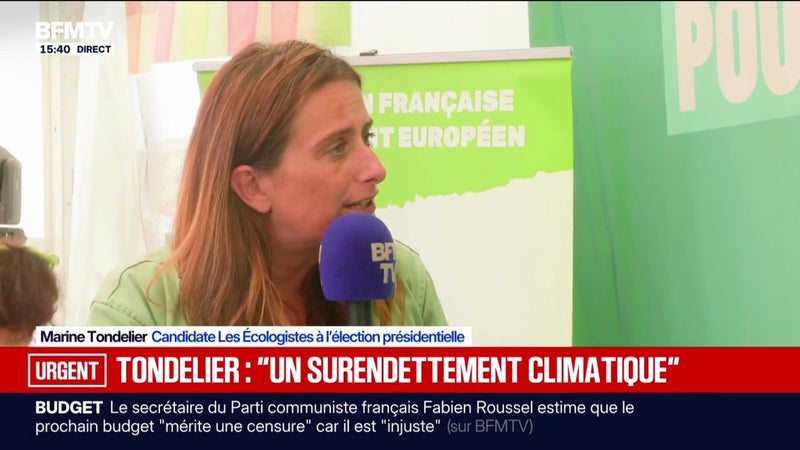 "La France vit en état de surendettement climatique" estime Marine Tondelier, candidate Les Écologistes à l'élection présidentielle
