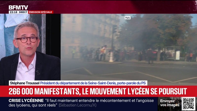 Blocage, mobilisation lycéenne: "Ce qui les caractérise, c'est la grande angoisse par rapport à leur avenir", raconte Stéphane Troussel, président du département de la Seine-Saint-Denis