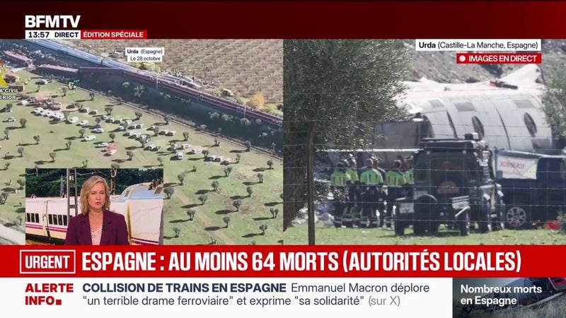 Accident de trains en Espagne: un nouveau bilan provisoire fait état d'au moins 64 morts et 179 blessés