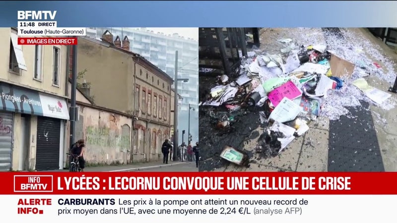 Colère lycéenne: des dégâts devant le lycée Mermoz de Montpellier