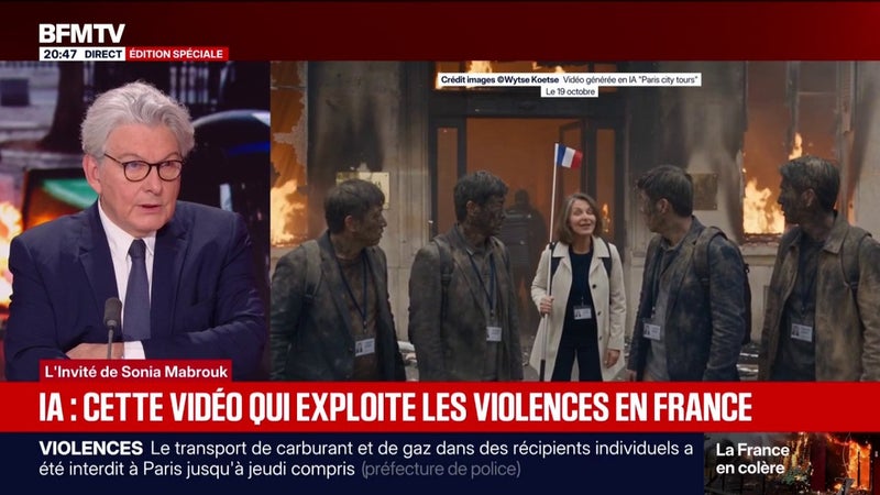 Dégradations du 17 octobre: "Qui paye pour tout ça? Nous tous", déplore Thierry Breton, ancien commissaire européen et ancien ministre de l'Économie