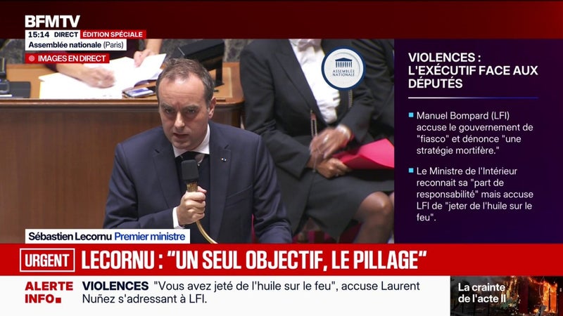 "Notre renseignement a vu beaucoup de choses mais pas tout": Sébastien Lecornu reconnaît des faiblesses dans le dispositif de maintien de l'ordre ce week-end