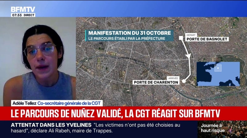 Manifestation du 31 octobre à Paris: "Le Conseil d'État valide la stratégie de désorganisation du ministère de l'Intérieur", dénonce Adèle Tellez, co-secrétaire de la CGT Paris