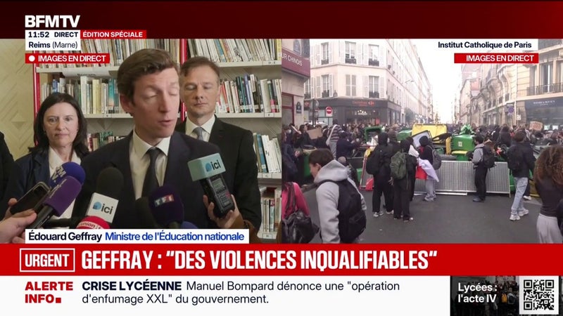 Colère des lycéens: "Je suis en train de mener un plan d'urgence pour pouvoir remplacer les professeurs absents de manière durable", indique le ministre de l'Éducation nationale