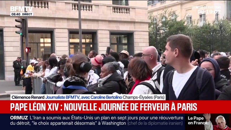 Léon XIV en France: les fidèles déjà nombreux sur les Champs-Élysées pour apercevoir le pape
