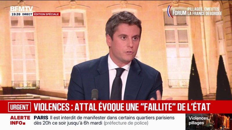 Pillages, casseurs: "Il faut une mobilisation exceptionnelle des forces de l'ordre", déclare Gabriel Attal, candidat Renaissance à la présidentielle