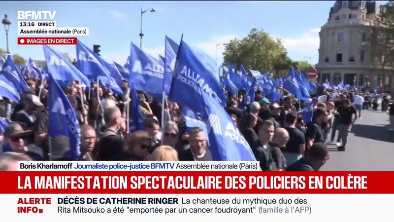 Des centaines de policiers rassemblés devant l'Assemblée nationale pour dénoncer notamment le manque de moyens et de reconnaissance