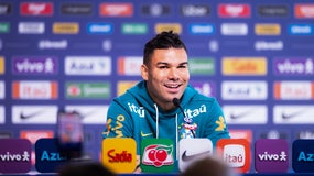 Casemiro en conférence de presse au Brésil à Rio de Janeiro, le 28 mai 2026 