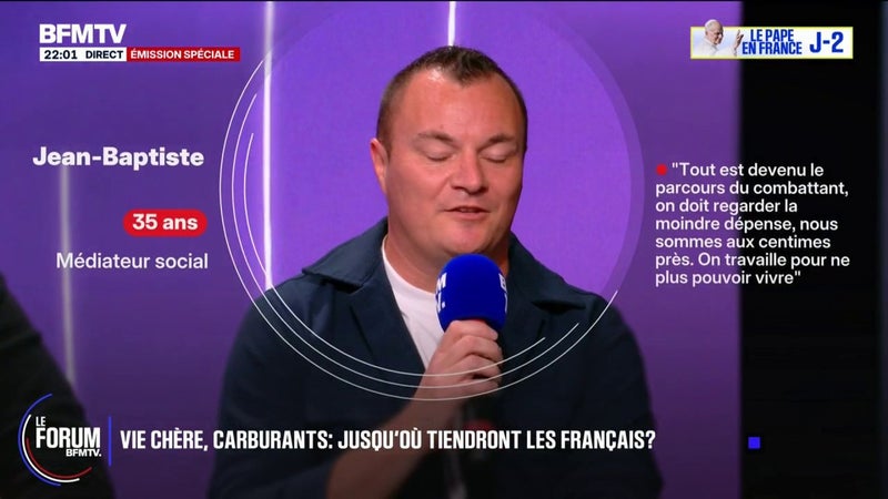 FORUM BFMTV - Crise des carburants: "En 2024, je payais 200 euros par mois, aujourd'hui, je suis à 350 euros", pointe Jean-Baptiste, médiateur social dans l’Eure