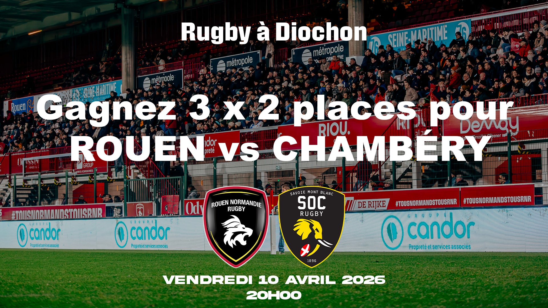 À GAGNER VOS PLACES POUR LE MATCH ROUEN NORMANDIE RUGBY VS CHAMBÉRY