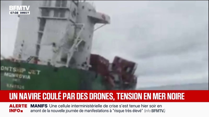 Un navire coulé par des drones à proximité des côtes bulgares en mer Noire, l'équipage a pu être sauvé