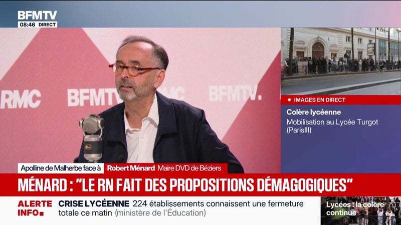 Contre-budget du RN: Robert Ménard, maire DVD de Béziers, fustige des "propositions démagogiques"