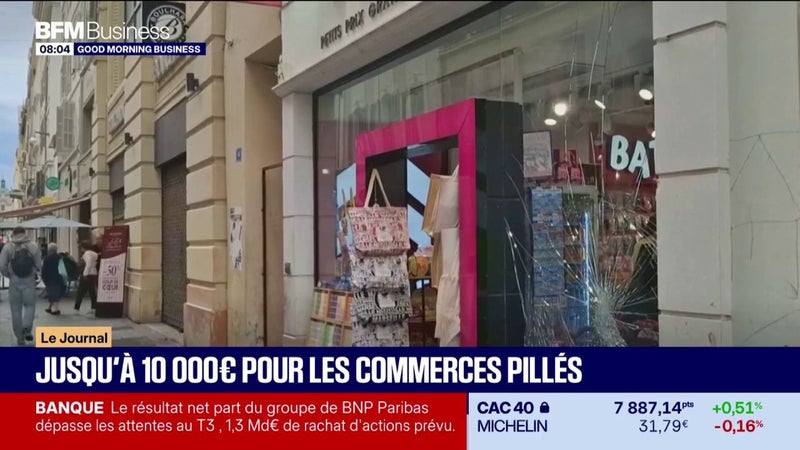 Jusqu'a 10.000 euros pour les commerces pillés