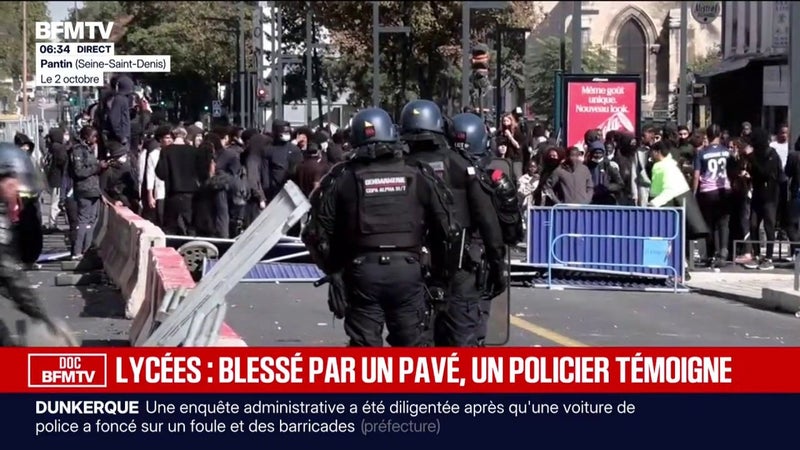Blocage des lycées: un policier blessé par un pavé témoigne