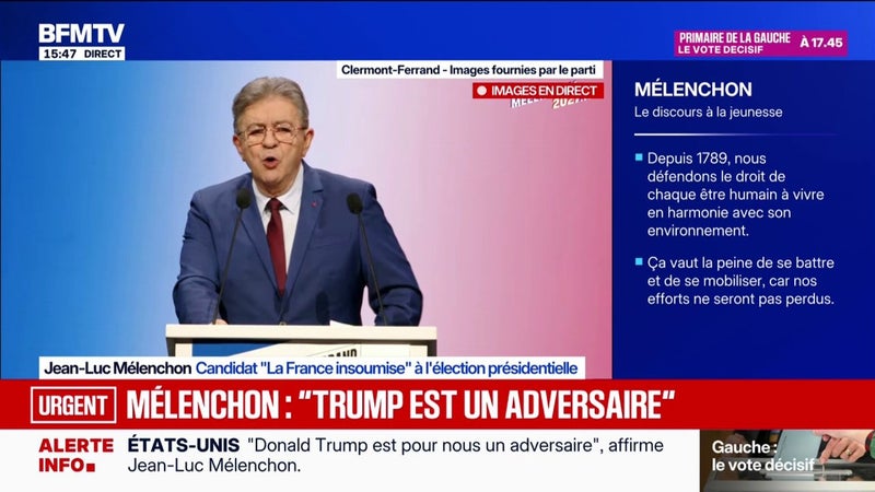Jean-Luc Mélenchon, candidat LFI à la présidentielle: "Devenir cobelligérant en Ukraine ou en Arabie saoudite est un danger immense dont nous ne voulons pas"
