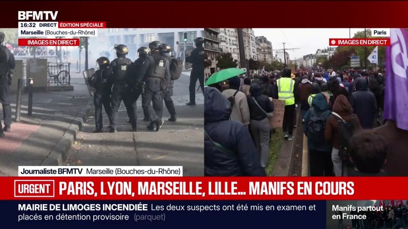 24 octobre: quelques tensions sont en cours dans le cortège à Marseille dans les Bouches-du-Rhône