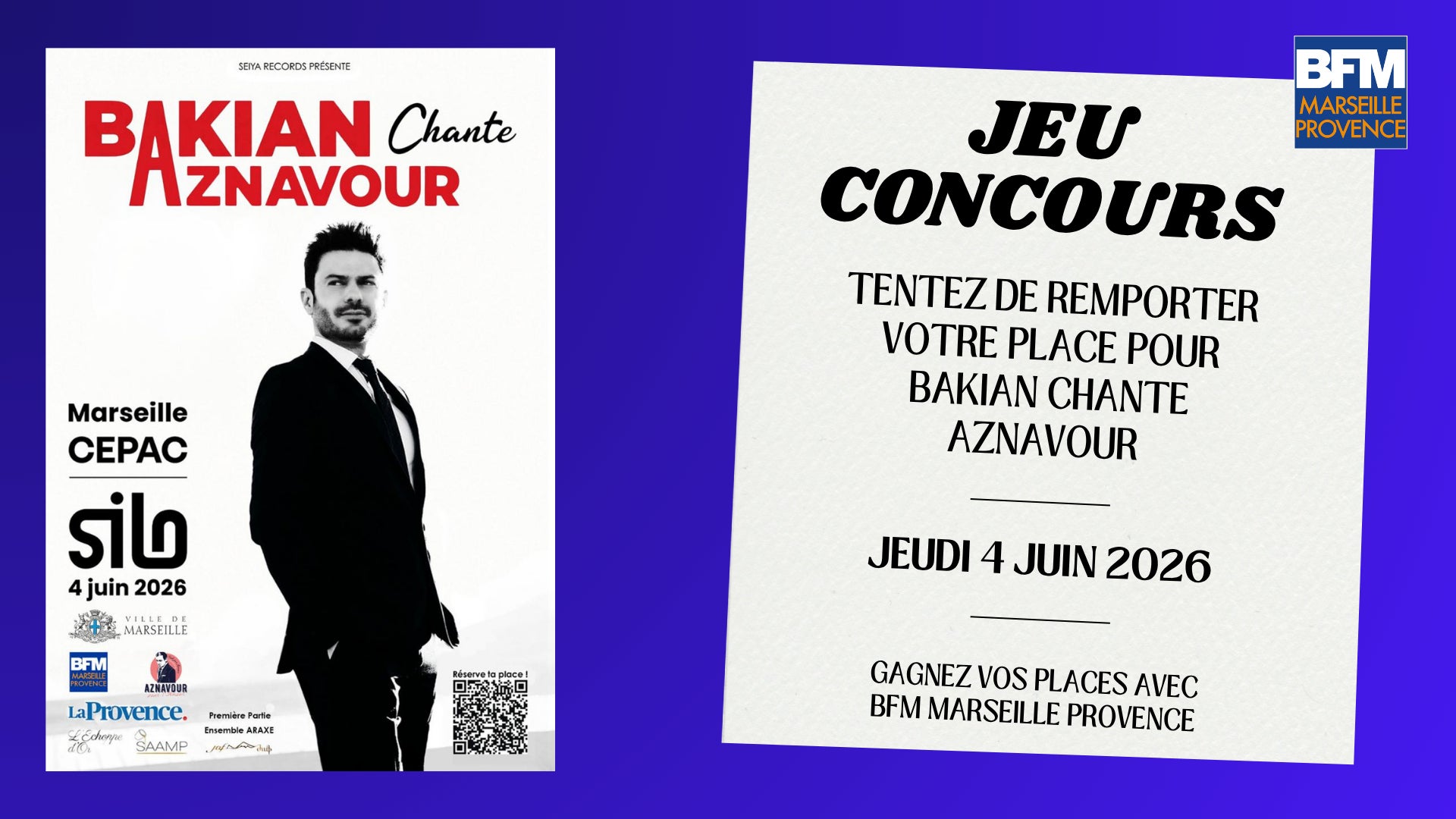A GAGNER : VOS PLACES POUR LE CONCERT BAKIAN CHANTE AZNAVOUR