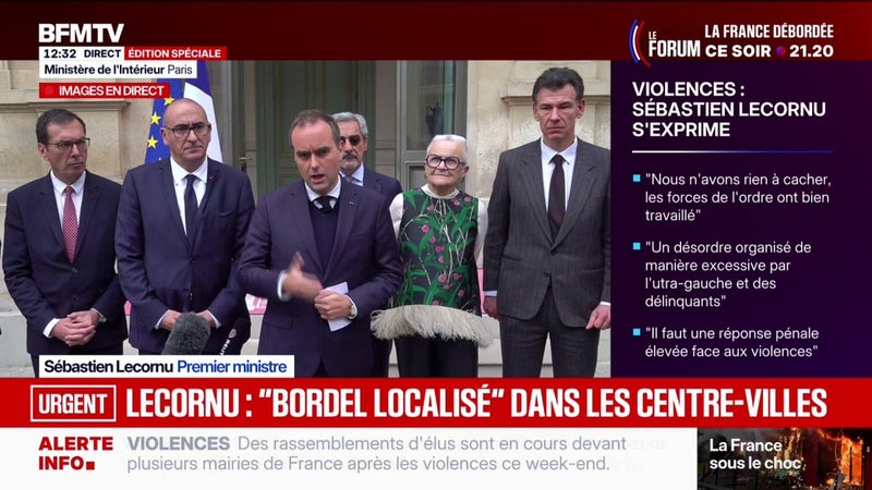 Violences et pillages: "J'ai demandé aux préfets de déclencher un certain nombre de couvre-feux" qui seront "partiels", annonce Sébastien Lecornu