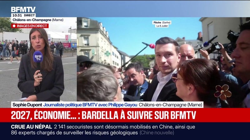 Le président du RN, Jordan Bardella, fait sa rentrée politique à la foire agricole de Châlons-en-Champagne, dans la Marne